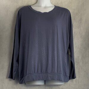 Alfani Women's Super Soft Modal Long-Sleeve Lounge Top, Night Shadow, XXL